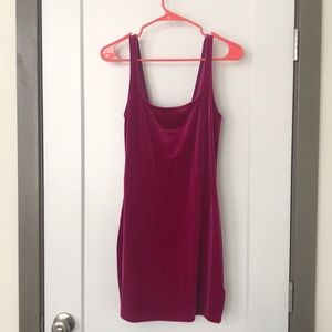 Magenta Velvet Bodycon Dress